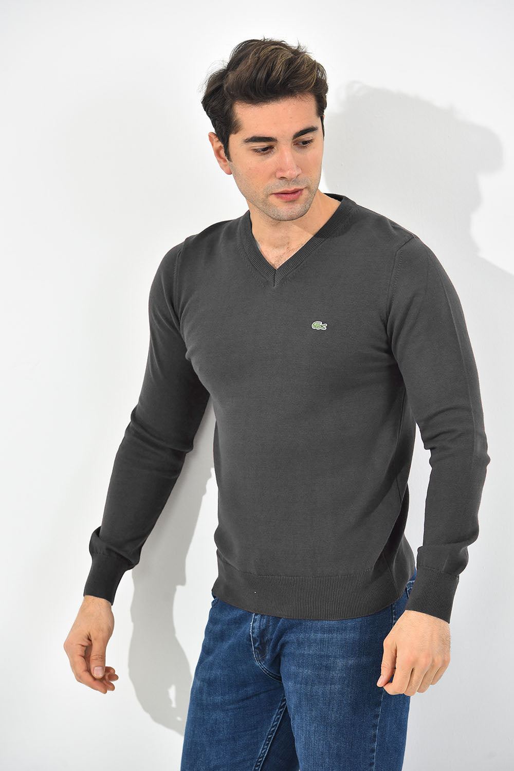 Lacoste Pullover Herren Dunkelgrau V-Ausschnitt