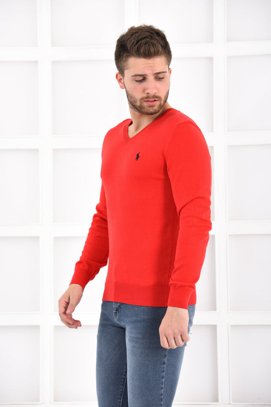 Ralph Lauren Pullover Herren Rot V-Ausschnitt