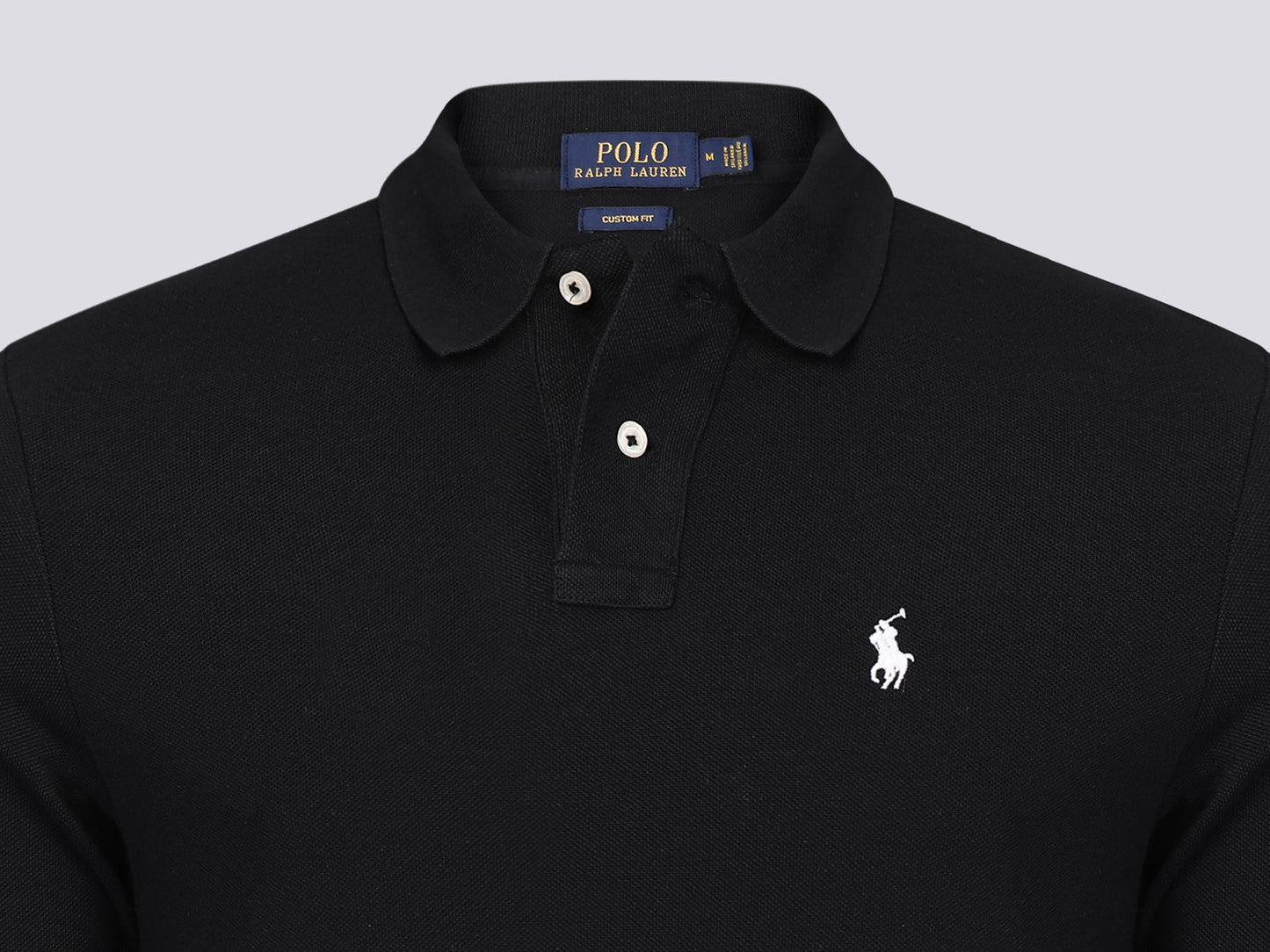 Ralph Lauren Poloshirt Herren Schwarz Langarm Slim Fit