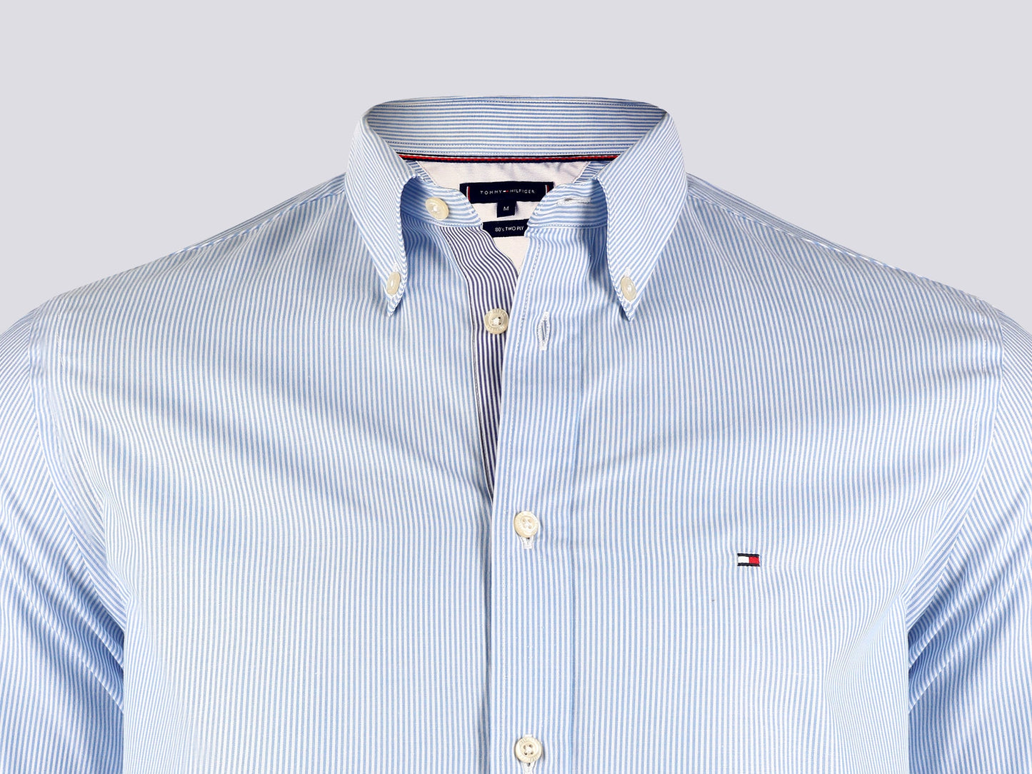 Tommy Hilfiger Hemd Herren Blau Weiss Striped Poplin