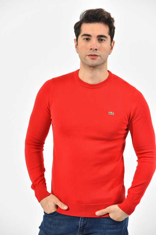 Lacoste Pullover Herren Rot Rundhalsausschnitt