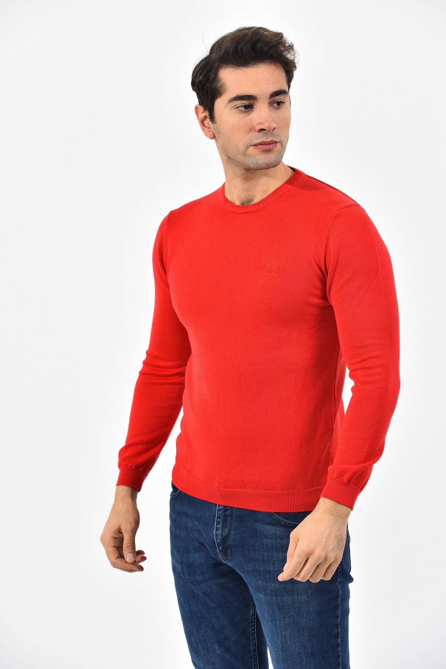 Boss Pullover Herren Rot Rundhalsausschnitt
