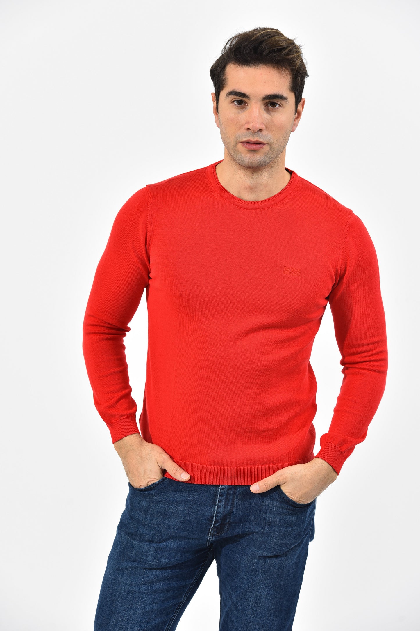 Boss Pullover Herren Rot Rundhalsausschnitt