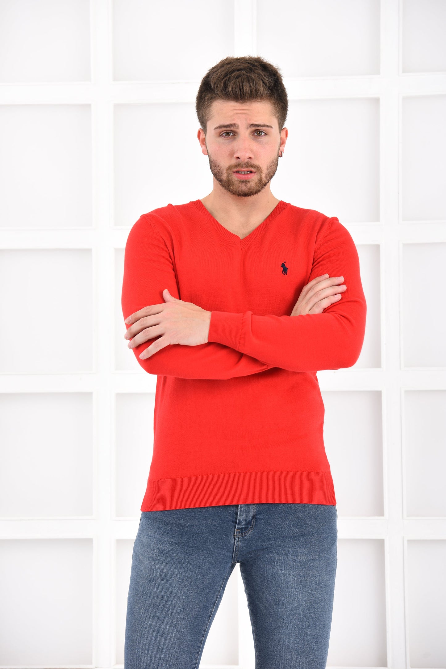 Ralph Lauren Pullover Herren Rot V-Ausschnitt
