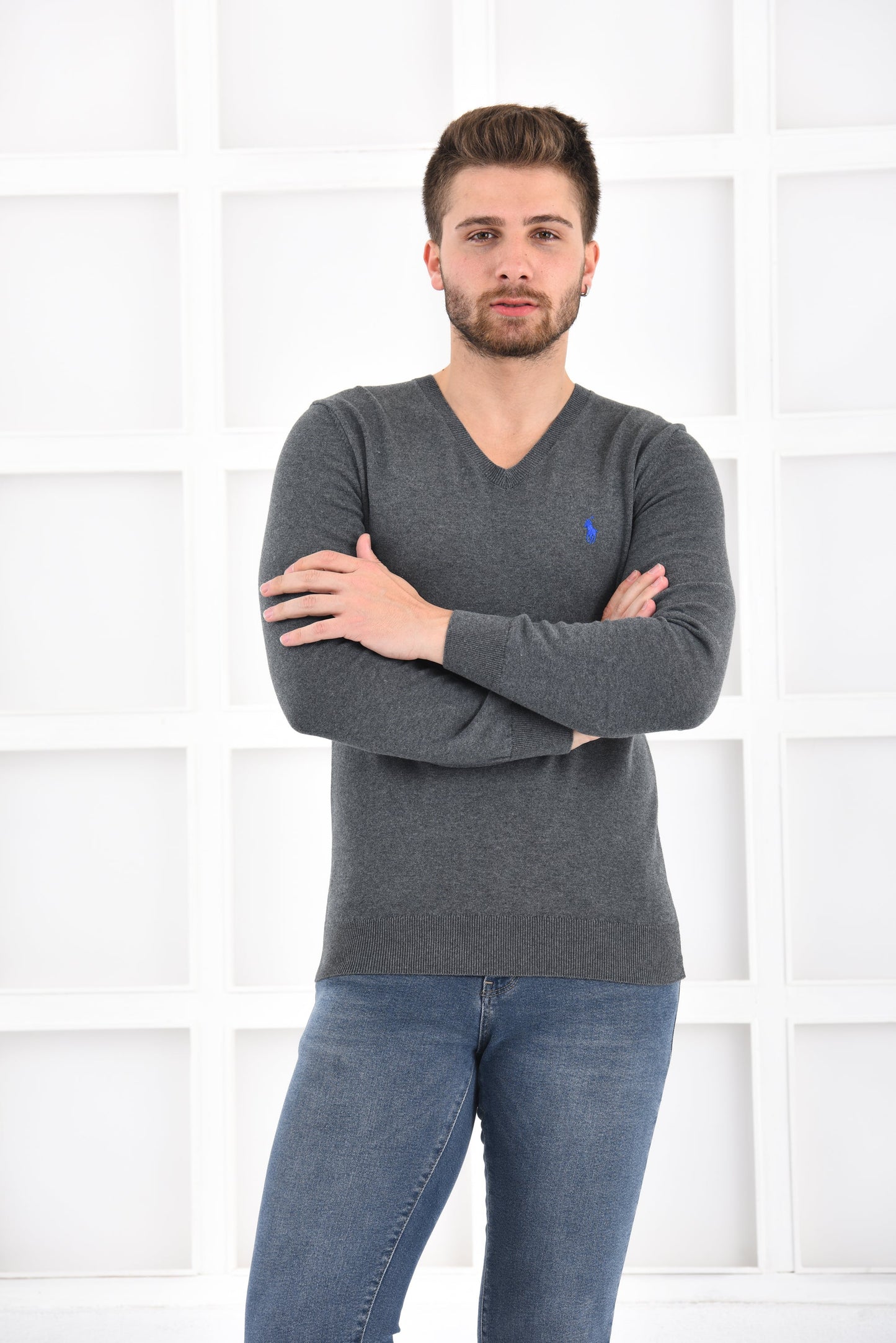 Ralph Lauren Pullover Herren Dunkelgrau V-Ausschnitt