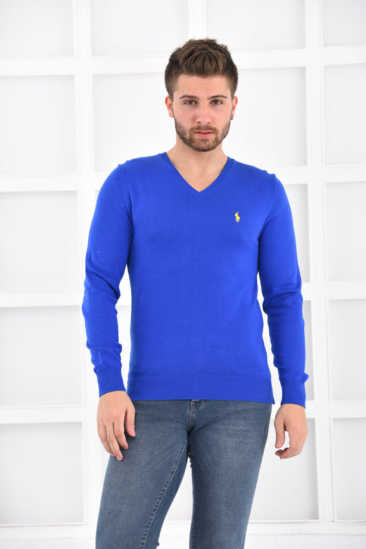 Ralph Lauren Pullover Herren Sax/Gelb V-Ausschnitt