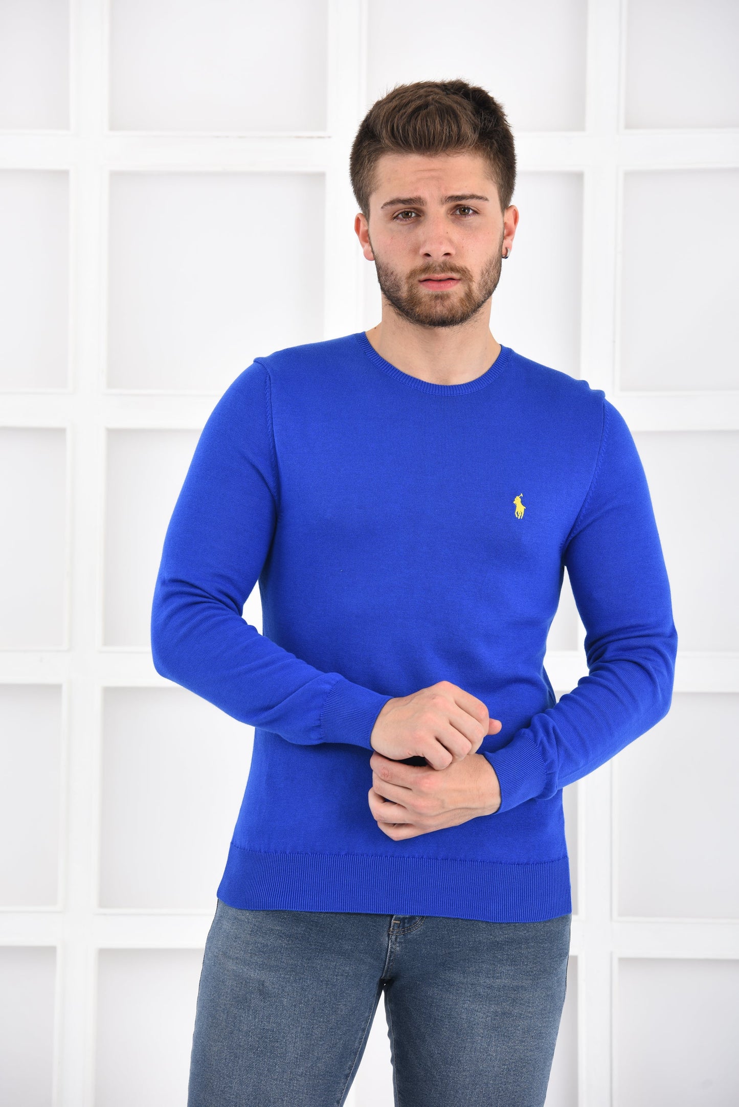 Ralph Lauren Pullover Herren Saxblau Rundhalsausschnitt