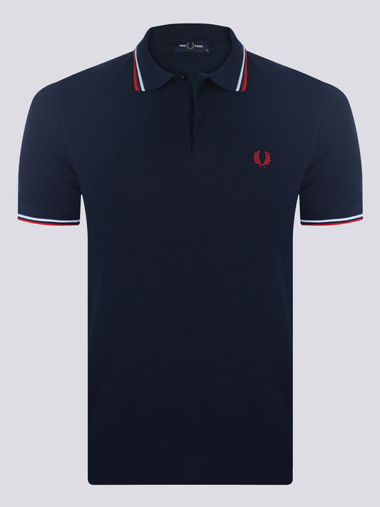 Fred Perry Poloshirt Herren Weiss Rot