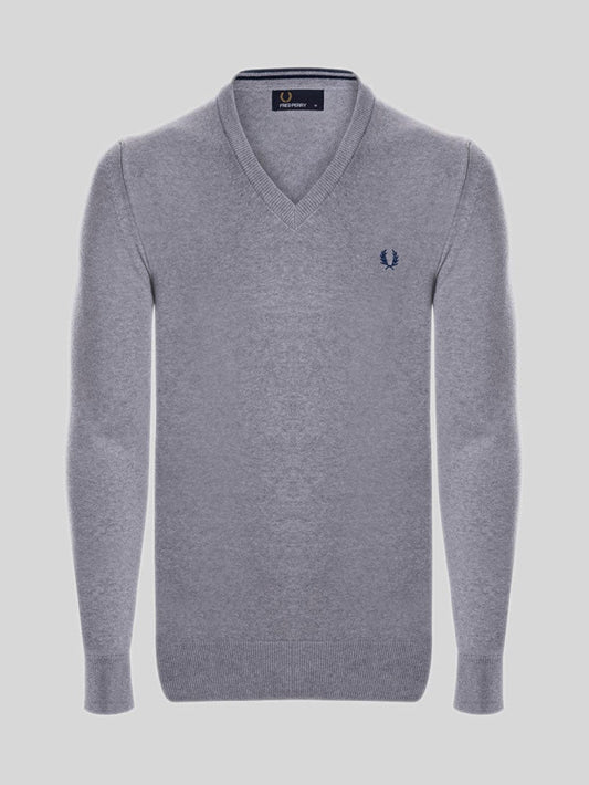 Fred Perry Pullover Herren Hellgrau V-Ausschnitt