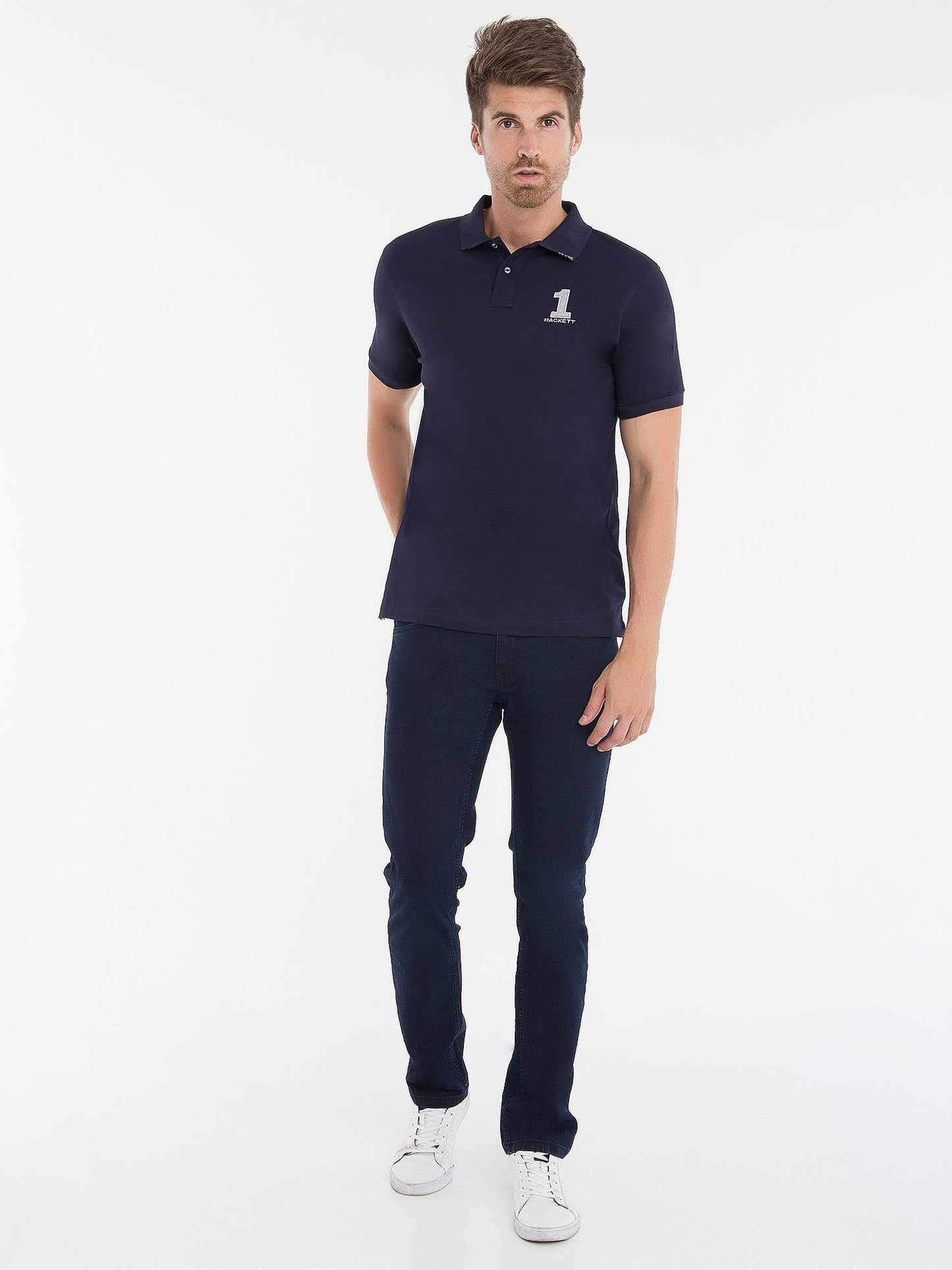 Hackett London Poloshirt Herren Navy Grau