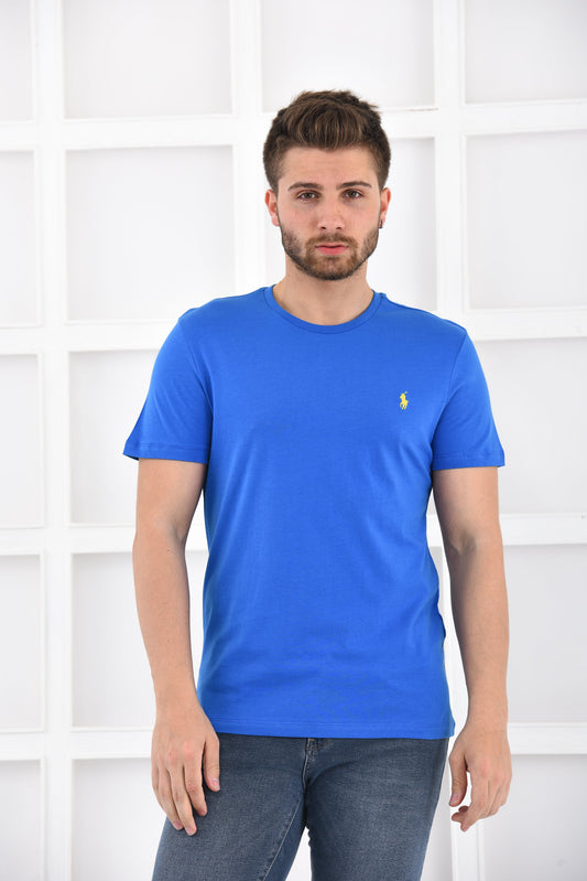 Ralph Lauren T-Shirt Herren Saxblau Gelb Rundhalsausschnitt