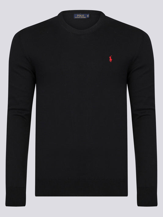 Ralph Lauren Pullover Herren Schwarz/Rot Rundhalsausschnitt