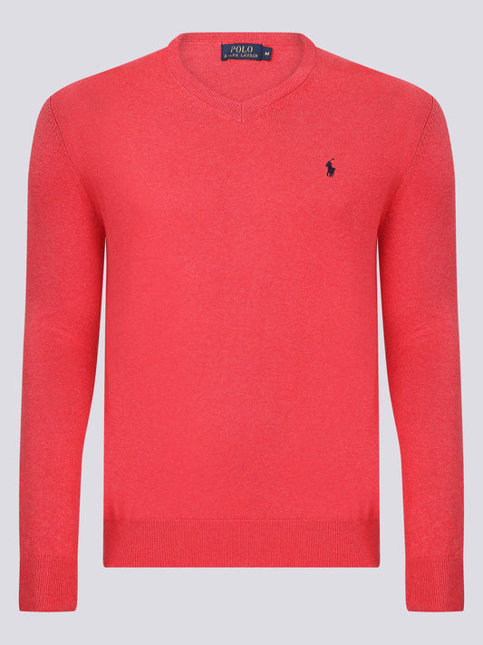 Ralph Lauren Pullover Herren Coral/Navy V-Ausschnitt