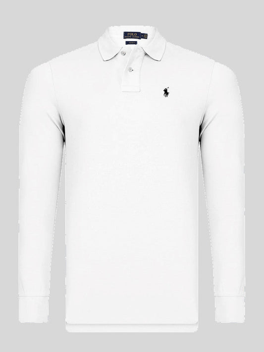 Ralph Lauren Poloshirt Herren Weiss Langarm Slim Fit