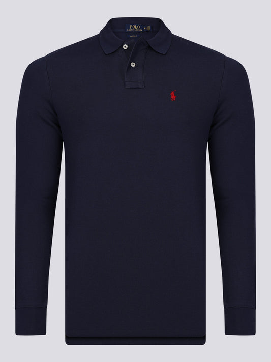 Ralph Lauren Poloshirt Herren Navy Langarm Slim Fit