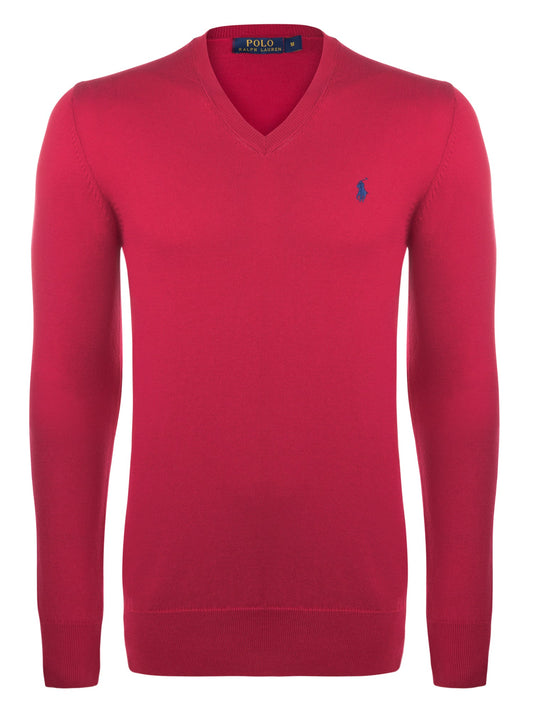 Ralph Lauren Pullover Herren Rot/Navy V-Ausschnitt