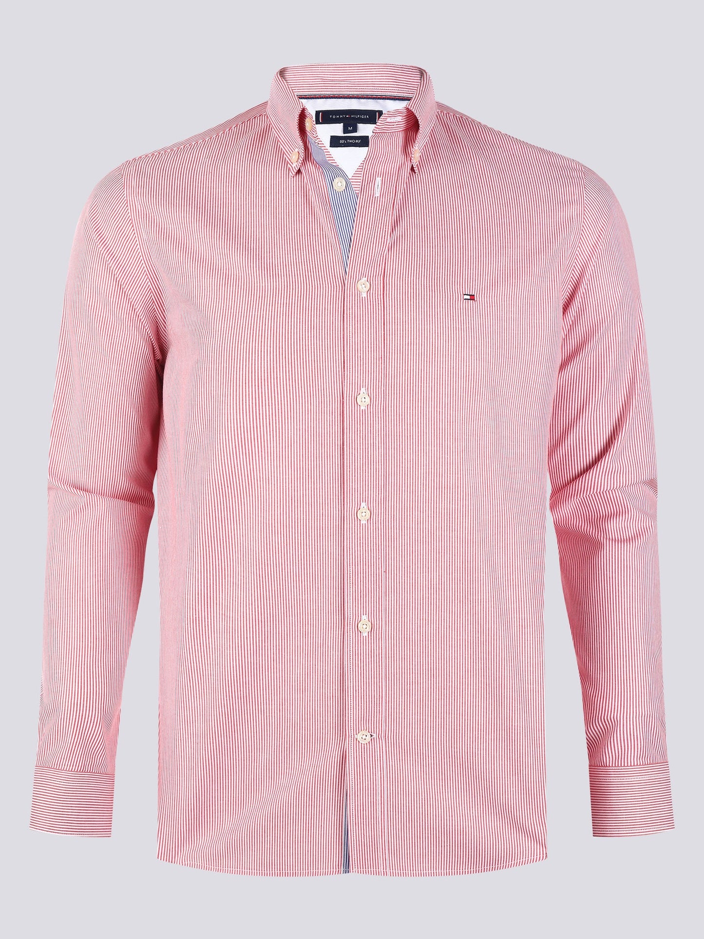 Tommy Hilfiger Hemd Herren Rot White Striped Poplin