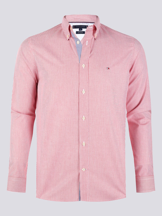 Tommy Hilfiger Hemd Herren Rot White Striped Poplin