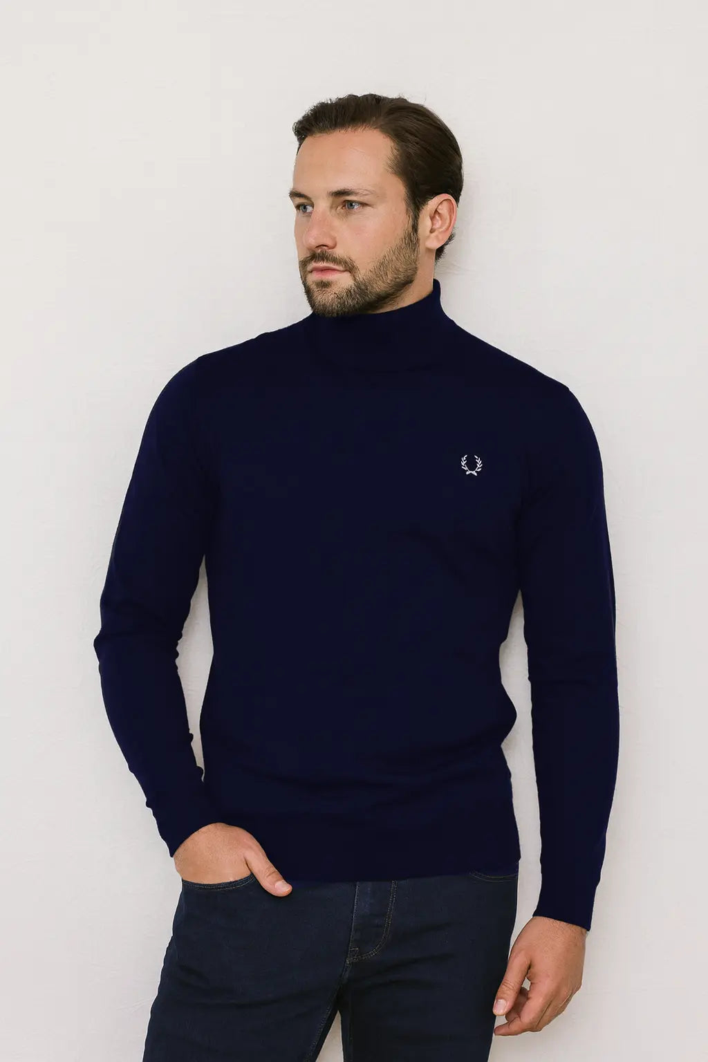 Fred Perry Pullover Herren Navy Rollkragen